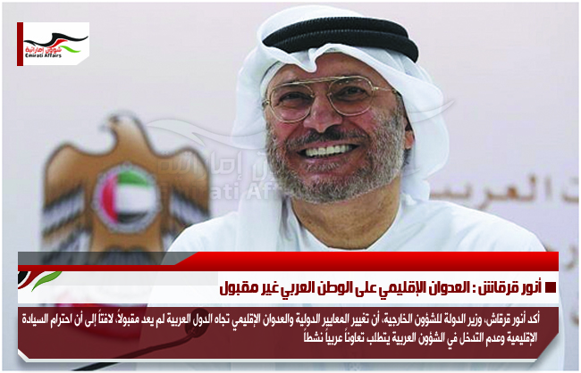 أنور قرقاش : العدوان الإقليمي على الوطن العربي غير مقبول