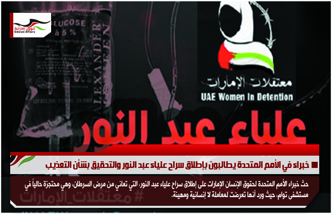 خبراء في الأمم المتحدة يطالبون بإطلاق سراح علياء عبد النور والتحقيق بشأن التعذيب