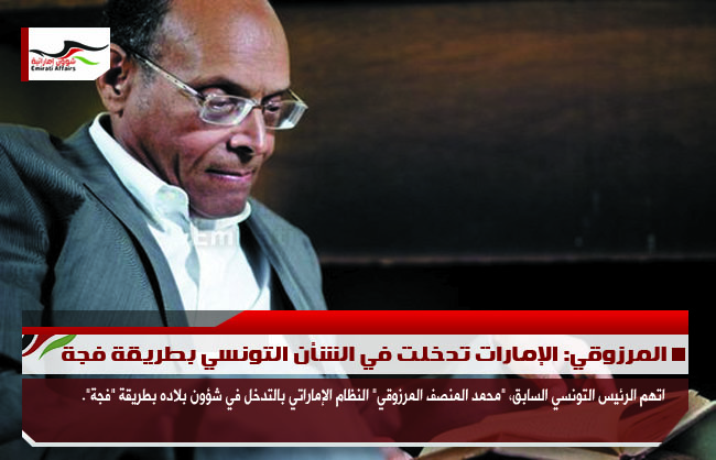 المرزوقي: الإمارات تدخلت في الشأن التونسي بطريقة فجة