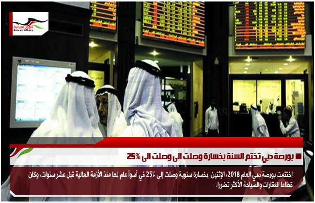 بورصة دبي تختم السنة بخسارة وصلت الى وصلت الى 25%
