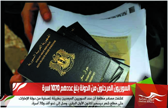 السوريون المرحلون من الدولة بلغ عددهم 1070 اسرة