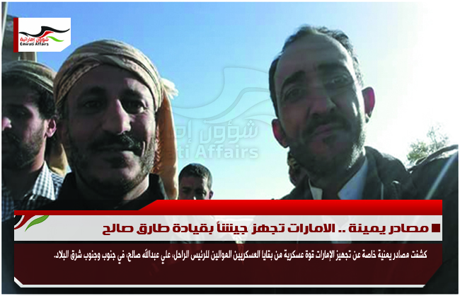 مصادر يمينة .. الامارات تجهز جيشاً بقيادة طارق صالح
