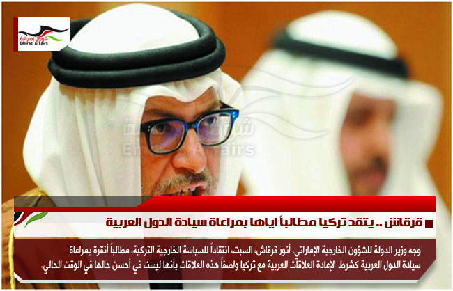 قرقاش .. يتقد تركيا مطالباً اياها بمراعاة سيادة الدول العربية