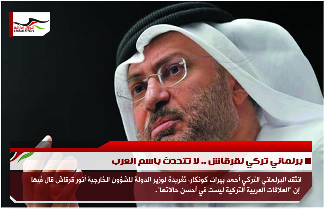 برلماني تركي لقرقاش .. لا تتحدث باسم العرب