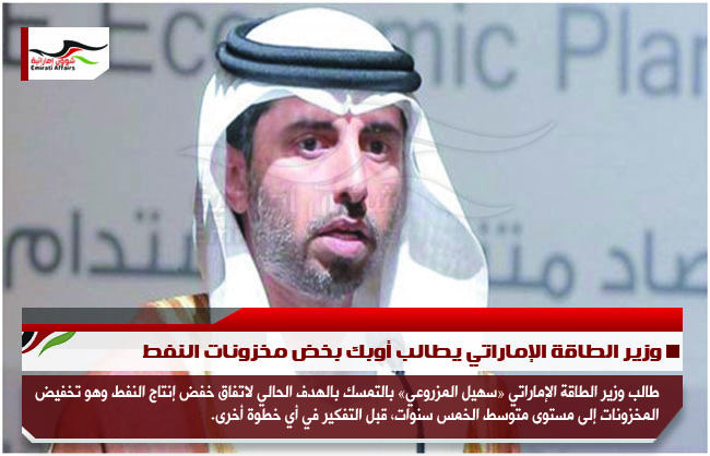 وزير الطاقة الإماراتي يطالب أوبك بخض مخزونات النفط