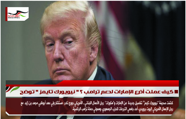 كيف عملت أذرع الإمارات لدعم ترامب ؟ " نيويورك تايمز " توضح