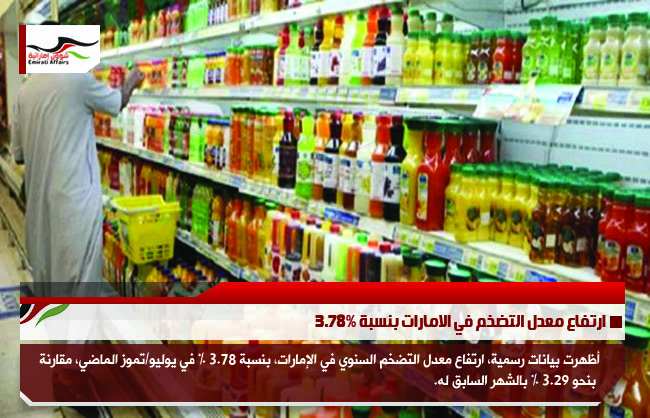 ارتفاع معدل التضخم في الامارات بنسبة 3.78%