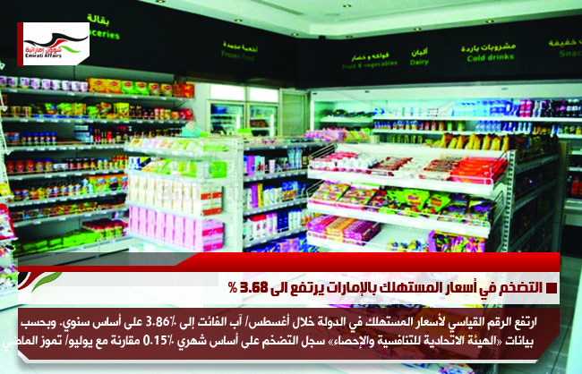 التضخم في أسعار المستهلك بالإمارات يرتفع الى 3.68 %