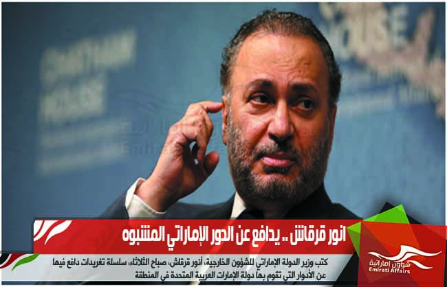 انور قرقاش .. يدافع عن الدور الإماراتي المشبوه