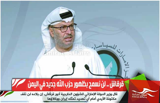 قرقاش .. لن نسمح بظهور حزب الله جديد في اليمن