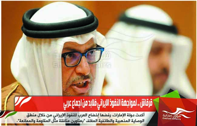 قرقاش .. لمواجهة النفوذ الايراني فلابد من اجماع عربي