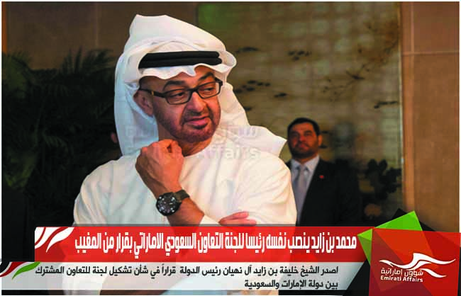 محمد بن زايد ينصب نفسه رئيسا للجنة التعاون السعودي الاماراتي بقرار من المغيب