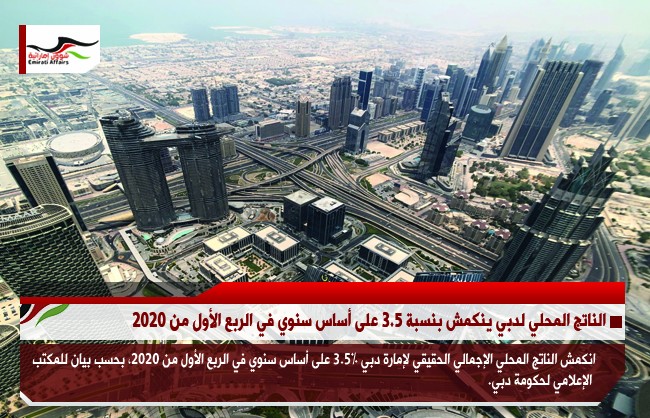 الناتج المحلي لدبي ينكمش بنسبة 3.5 على أساس سنوي في الربع الأول من 2020
