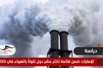 الإمارات ضمن قائمة أكثر عشر دول تلوثاً بالهواء في 2023