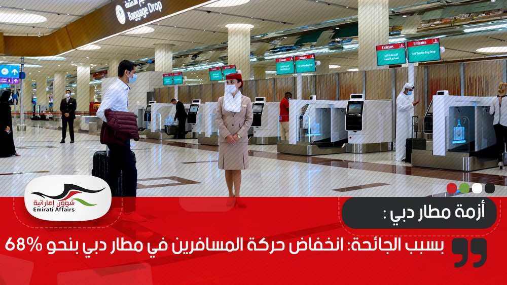 بسبب الجائحة: انخفاض حركة المسافرين في مطار دبي بنحو 68%