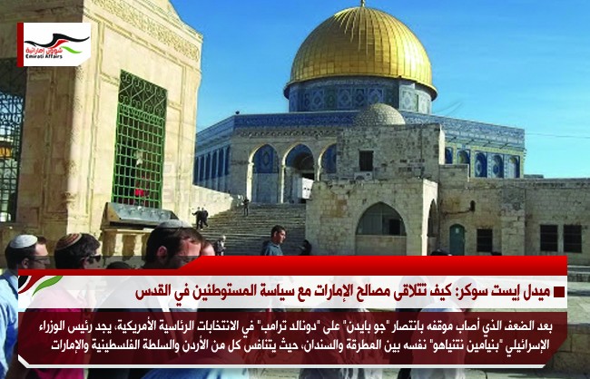 ميدل إيست سوكر: كيف تتلاقى مصالح الإمارات مع سياسة المستوطنين في القدس