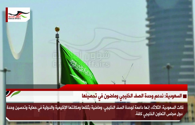 السعودية: ندعم وحدة الصف الخليجي وماضون في تحصينها